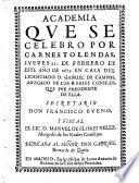 Academia que se celebro por carnestolendas, jueves 21. de febrero de 1675. (etc.)