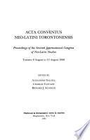 Acta Conventus Neo-Latini Torontonensis
