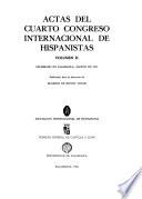 Actas del cuarto Congreso Internacional de Hispanistas