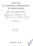 Actas del XLI [i. e. cuadragesimo primero] Congreso International de Americanistas