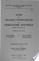 Actes du Colloque international de démographie historique