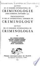 Actes du II Congrès international de criminologie