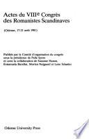 Actes du VIIIe Congrès des romanistes scandinaves