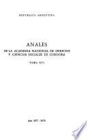 Anales de la Academia Nacional de Derecho y Ciencias Sociales de Córdoba