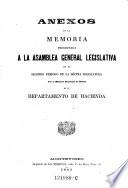 Anexos de la Memoria presentada a la asamblea general lejislativa en el segundo periodo de la decima lejislatura, por el ministro secretario de estado en el departemento de hacienda
