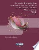 Anuario estadístico del comercio exterior de los Estados Unidos Mexicanos 2003. Exportación en dólares