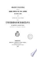Apertura del curso Académico de 1866 a 1867 en la Universidad de Barcelona