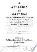 Apologia de Camoens contra as reflexoens criticas
