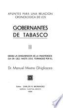 Apuntes para una relaciʹon cronolʹogica de los gobernantes de Tabasco