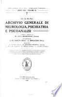 Archivio generale di neurologia, psichiatria e psicoanalisi