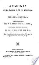 Armonía de la razon y de la religion, ó, Teología natural