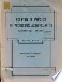 Boletín de precios de productos agropecuarios