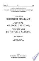 Cahiers D'histoire Mondiale