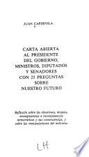 Carta abierta al presidente de gobierno, ministros, diputados y senadores