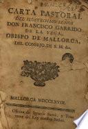 Carta pastoral del Ilmo. Sr. Francisco Garrido de la Vega