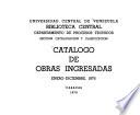 Catálogo de obras ingresadas