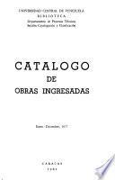 Catálogo de obras ingresadas