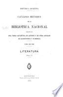 Catálogo metódico de la Biblioteca nacional: Literatura (t.2) 1931