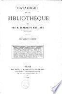 Catalogue de la bibliothèque de feu M. Benedetto Maglione de Naples