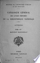 Catalogue général des livres imprimés de la Bibliothèque nationale