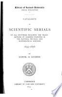 Catalogue of Scientific Serials of All Countries
