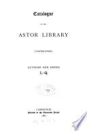 Catalogue of the Astor Library