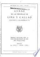 Censo de las provincias de Lima y Callao levantado el 13 de noviembre de 1931