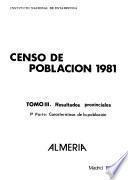 Censo de poblacion de 1981: Resultados provinciales: pt. 1. Características de la población; pt. 2. Caracteristicas de la población que vive en familia