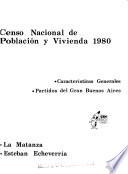 Censo nacional de población y vivienda, 1980, La Matanza [y] Esteban Echeverría