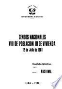 Censos nacionales, VIII de población, III de vivienda, 12 de julio de 1981
