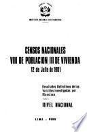 Censos nacionales, VIII de población, III de vivienda, 12 de julio de 1981
