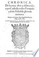 Chronica de los ... reyes catholicos don Fernando y dona Ysabel ...
