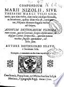 Compendium Marii Nizolii siue Thesauri Marci Tulii Ciceronis ...