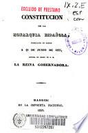 Constitución de la monarquía española promulgada en Madrid a 18 de junio de 1837