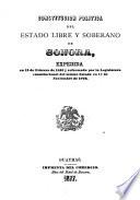 Constitución política del Estado libre y soberano de Sonora