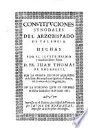 Constituciones synodales del Arzobispado de Valencia