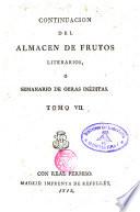 Continuación del almacén de frutos literarios o Semanario de obras inéditas