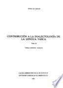 Contribución a la dialectología de la lengua vasca