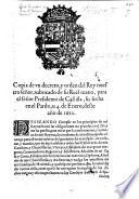 Copia de un decreto, y orden del Rey ... para el Señor Presidente de Castilla, etc. [14 Jan. 1622.]