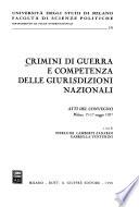 Crimini di guerra e competenza delle giurisdizioni nazionali