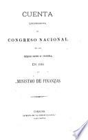 Cuenta ... al congreso nacional ... 1884