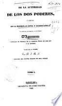 De la autoridad de los dos poderes ó Límites de la potestad civil y eclesiástica