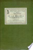 De la bellesa: iniciació als problemes de l'estètica, disciplina filosòfica