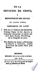 De la Imitación de Cristo y menosprecio del mundo en cuatro libros