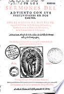 De los sermones del adviento con sus festividades en dos partes