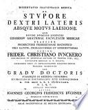 De Stupore Dextri Lateris Absque Motus Laesione. Dissertatio Inaugurale Medica ; def. Ioannes Georgius Fridericus Büchner