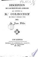 Descripcion de los principales animales que contiene la Rl. Coleccion de fieras y animales vivos