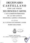 Diccionario castellano con las voces de ciencias y artes y sus correspondientes en las tres lenguas francesa, latina é italiana: E-O