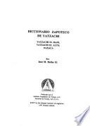 Diccionario zapoteco de Yatzachi