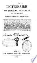 Dictionaire des sciences medicales